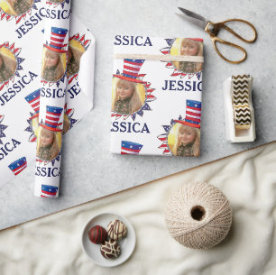 Papier Cadeau Personnaliser Nom Et Photo American USA Motif