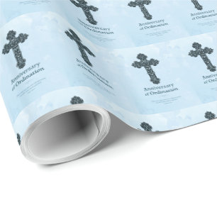 Papier Cadeau Personnaliser, Ordination Anniversaire Prêtre, Cro