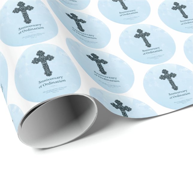 Papier Cadeau Personnaliser, Ordination Anniversaire Prêtre, Cro (Coin rond)