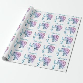 Papier Cadeau Personnalisez le ęr éléphant d'anniversaire