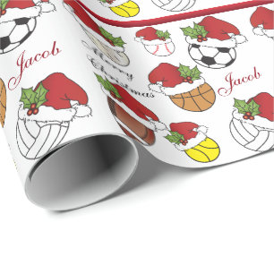 Papier Cadeau Personnalisez Noël des boules   de sport de joueu