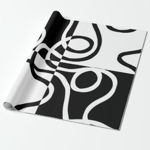 Papier Cadeau Persuasion linéaire II : noir et blanc Abstrait