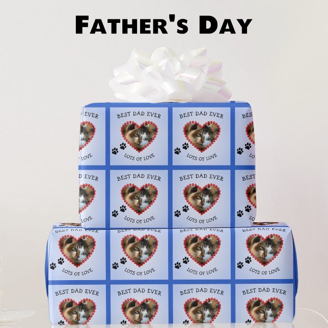 Papier Cadeau Pet photo meilleur papa bleu (Créateur téléchargé)