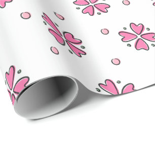 Papier Cadeau Pétales de fleurs de coeur roses