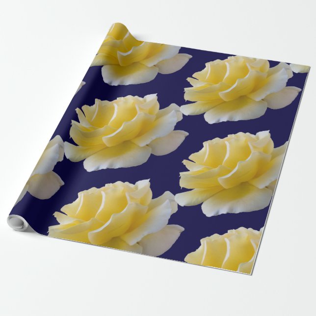 Papier Cadeau Pétales de rose jaune (Déroulé)