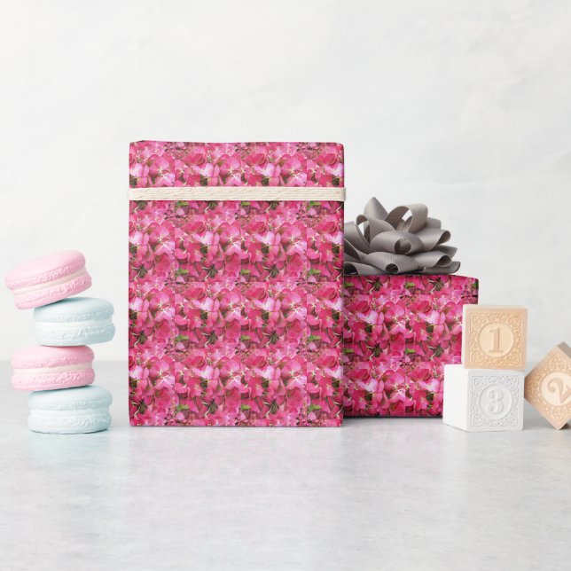 Papier Cadeau Pétales d'Hydrangée rose Motif floral (Baby Shower)