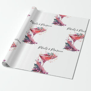 Papier Cadeau Pétales et Prosecco Blush Fête des mariées florale