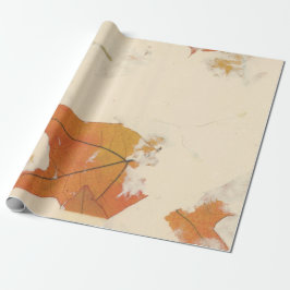 Papier Cadeau Pétales Kraft Naturels Bronze Autumn Leaf Orange