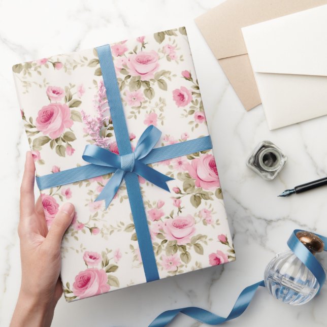 Papier Cadeau Pétales roses brillants (Cadeaux)