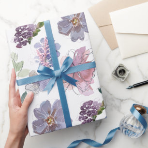 Papier Cadeau Pétales violets roses Arrière - plan blanc