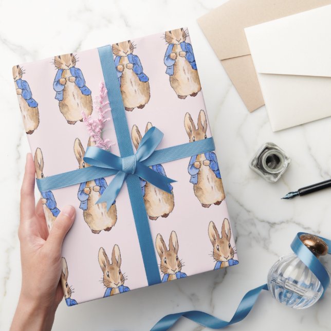 Papier Cadeau Peter l'Arrière - plan rose lapin (Cadeaux)