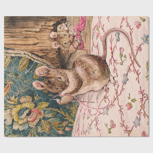 Papier Cadeau Peter Rabbit (souris filant aiguille) Tissu Papier (Plat)