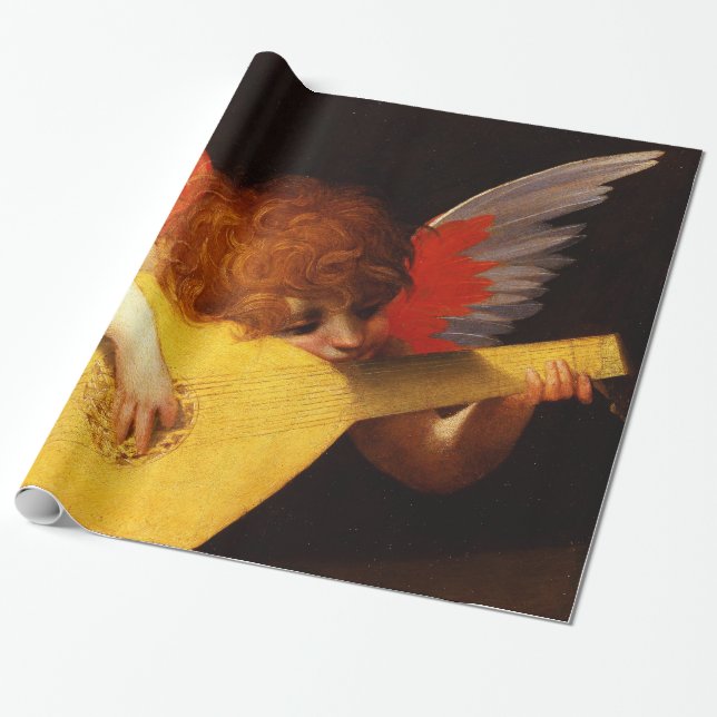 Papier Cadeau PETIT ANGEL JOUER DE LA LUTE Musique Fabriquant Ch (Déroulé)