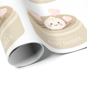 Papier Cadeau Petit Baby shower de dumping blanc