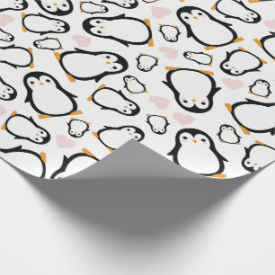Papier Cadeau Petit Baby shower de pingouin bleu