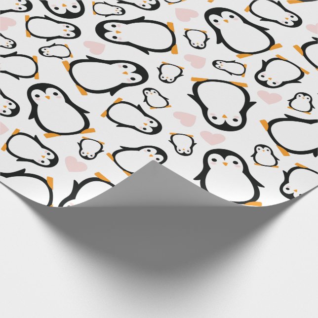 Papier Cadeau Petit Baby shower de pingouin bleu garçon (Coin)
