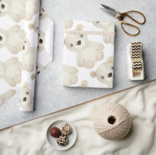Papier Cadeau Petit Baby shower d'ours Brown Anniversaire Garço