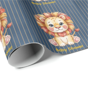 Papier Cadeau Petit Baby shower Lion Boy