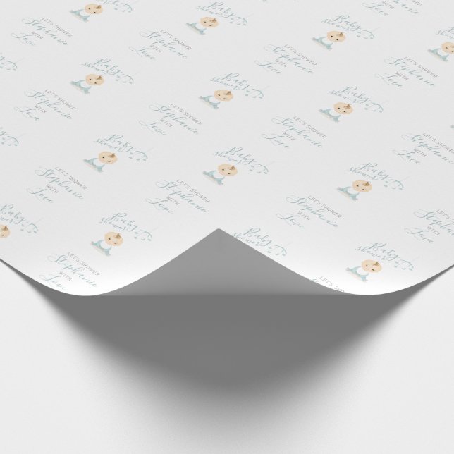 Papier Cadeau Petit bébé garçon et son Baby shower mobile (Coin)