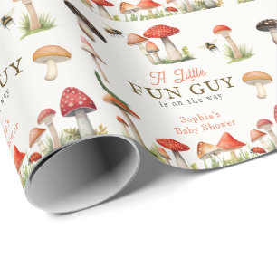 Papier Cadeau Petit Champignon Amusant Fête de Bébé Garçon Fleur