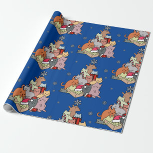 Papier Cadeau Petit chat de Noël chats boîte chat