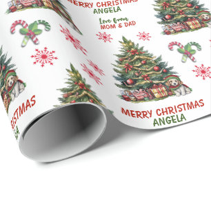 Papier Cadeau Petit Chien Chien de Noël Arbre Enfants
