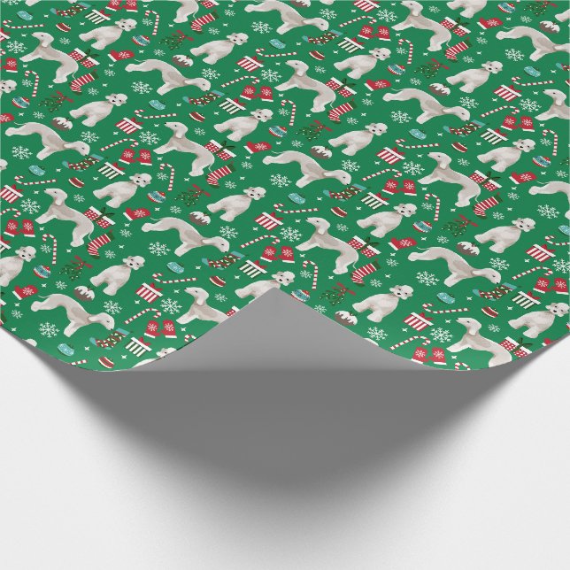 Papier Cadeau Petit chien de Noël de Bedlington Terrier (Coin)