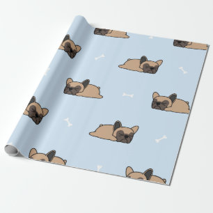 Papier Cadeau Petit chiot français bulldog dormant sans soudure