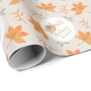Papier Cadeau Petit Citrouille Feuilles d'automne automne 1er an