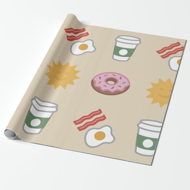 Papier Cadeau Petit déjeuner copieux Papier à envelopper (Déroulé)