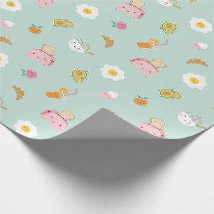 Papier Cadeau Petit déjeuner mignon à la menthe