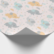 Petit Eléphants mignon gris orange menthe