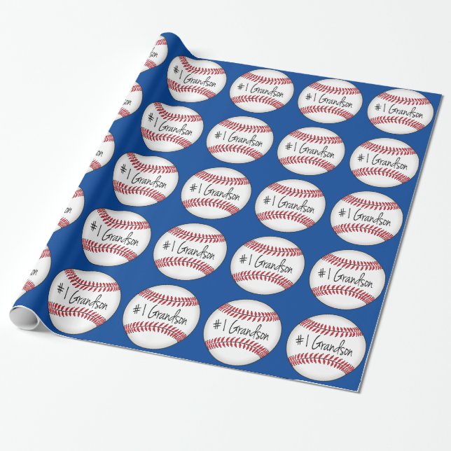 Papier Cadeau Petit-fils du numéro un sur le base-ball (Déroulé)