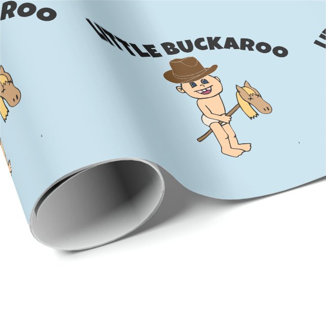 PAPIER CADEAU PETIT GARÇON BABY SHOWER DE COWBOY (Coin rond)