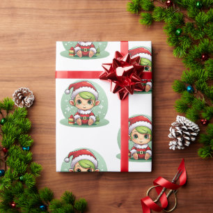 Papier Cadeau Petit garçon Elf Xmas Magie