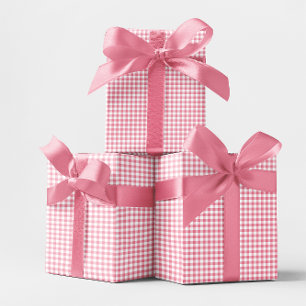 Papier Cadeau Petit Gingham à carreaux roses