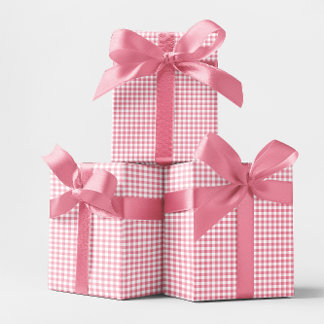 Papier Cadeau Petit Gingham à carreaux roses