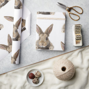 Papier Cadeau Petit lapin lapin Photo Garçon Fille Bois Animaux