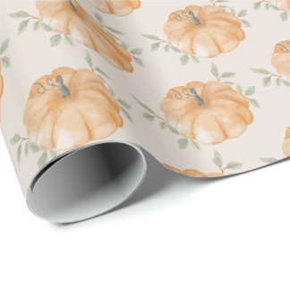 Papier Cadeau Petit Motif Citrouille automne premier anniversair