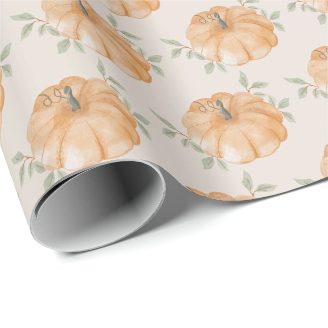 Papier Cadeau Petit Motif Citrouille automne premier anniversair (Coin rond)