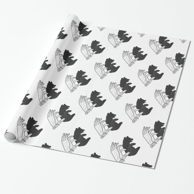 Papier Cadeau Petit ours Ours Silhouette Main (Déroulé)