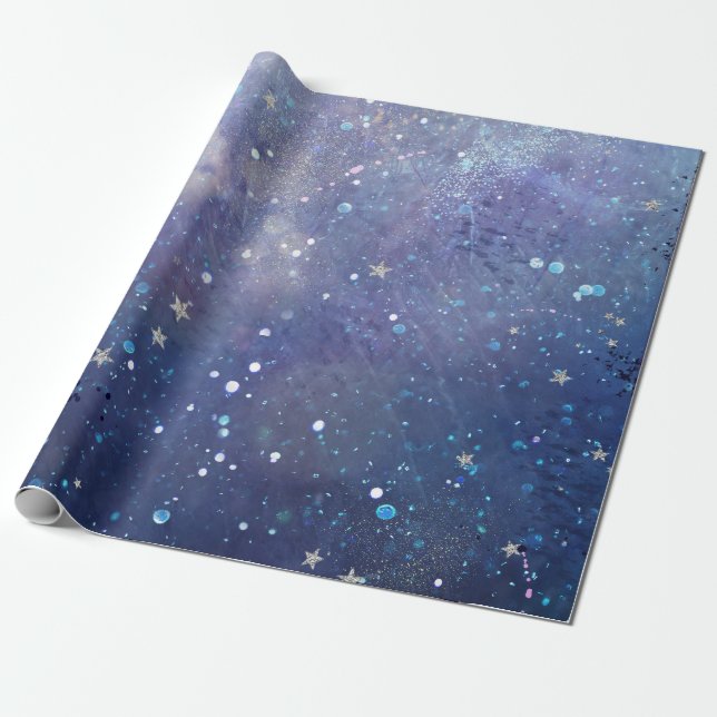 Papier Cadeau Petit pain de papier d'emballage de nuit étoilée (Déroulé)