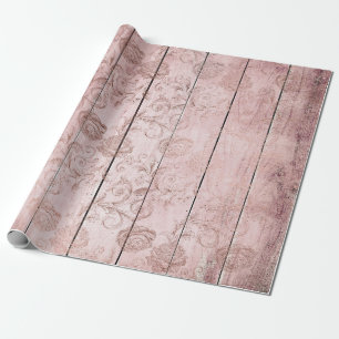 Papier Cadeau Petit pain en bois de papier d'emballage d'or rose