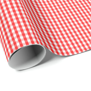 Papier Cadeau Petit papier d'emballage de guingan rouge et blanc