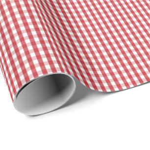 Papier Cadeau Petit papier d'emballage de guingan rouge foncé et