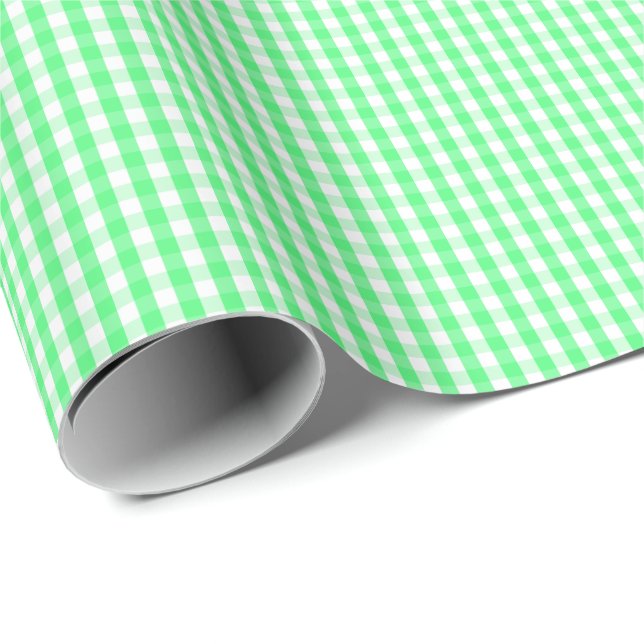 Papier Cadeau Petit papier d'emballage de guingan vert clair et (Coin rond)