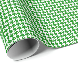 Papier Cadeau Petit pied-de-poule vert et blanc
