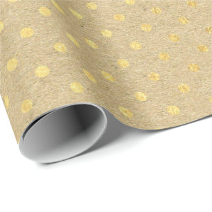 Papier Cadeau Petit Pois Kraft Gold Élégant minimal