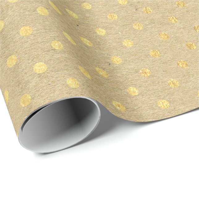 Papier Cadeau Petit Pois Kraft Gold Élégant minimal (Coin rond)