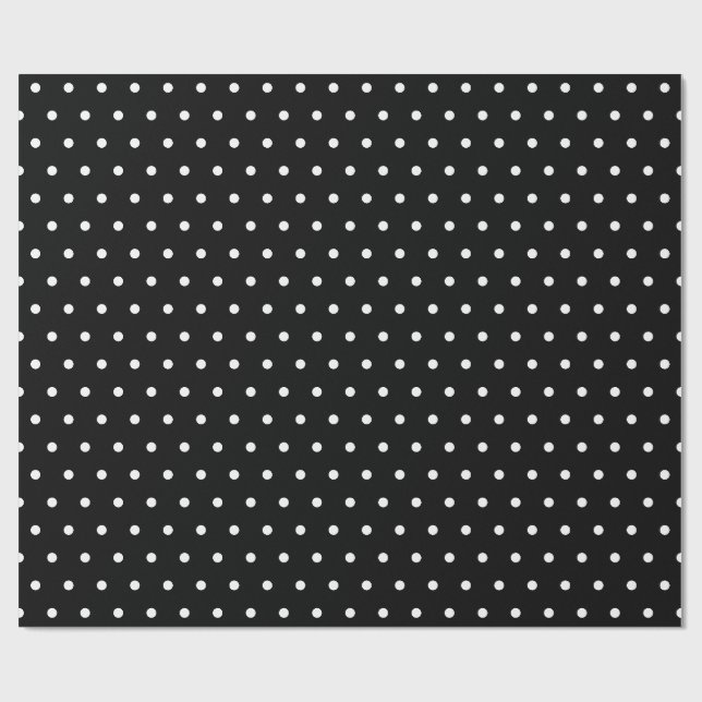 Papier Cadeau Petit Polka noir et blanc cadeau de Noël (Plat)